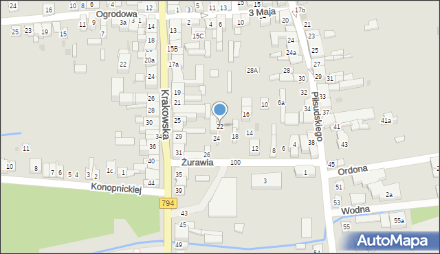 Wolbrom, Żurawia, 22, mapa Wolbrom