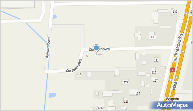 Wólka Kosowska, Żurawinowa, 3, mapa Wólka Kosowska