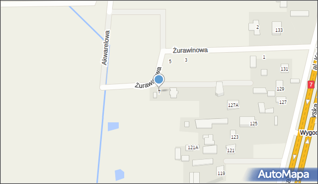 Wólka Kosowska, Żurawinowa, 7, mapa Wólka Kosowska