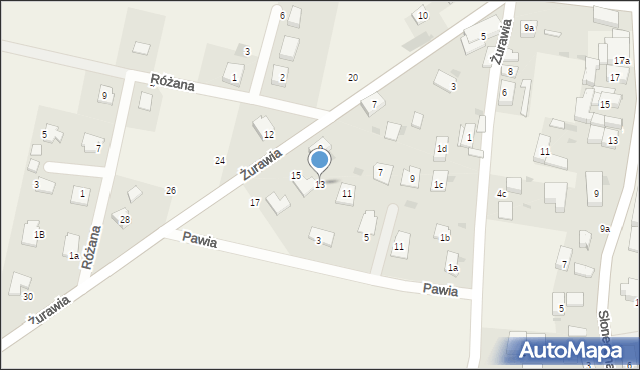 Zachowice, Żurawia, 13, mapa Zachowice