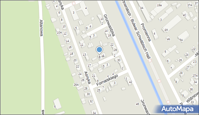 Zamość, Żubrowej Joanny, 6, mapa Zamościa