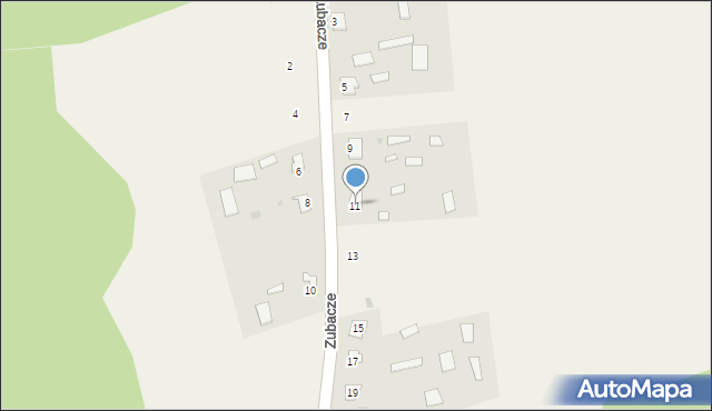 Zubacze, Zubacze, 11, mapa Zubacze