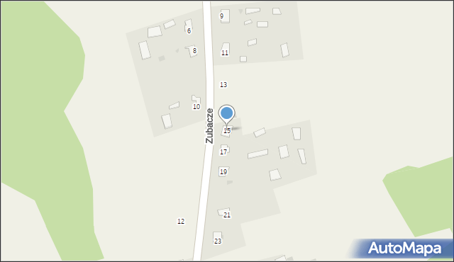 Zubacze, Zubacze, 15, mapa Zubacze