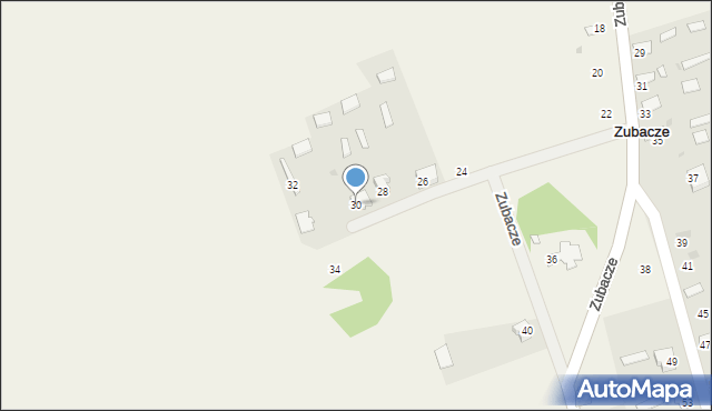 Zubacze, Zubacze, 30, mapa Zubacze