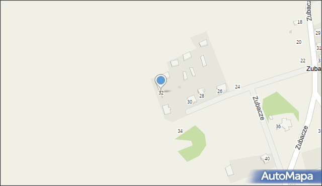 Zubacze, Zubacze, 32, mapa Zubacze