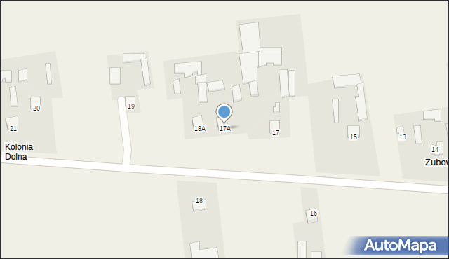 Zubowice-Kolonia, Zubowice-Kolonia, 17A, mapa Zubowice-Kolonia