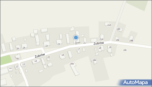 Żubrów, Żubrów, 22, mapa Żubrów