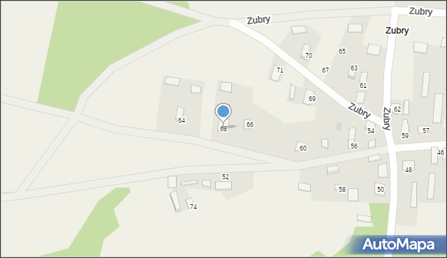 Zubry, Zubry, 68, mapa Zubry