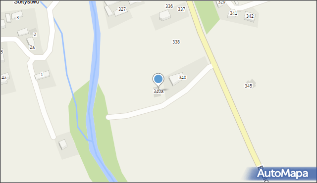 Zubrzyca Dolna, Zubrzyca Dolna, 340a, mapa Zubrzyca Dolna
