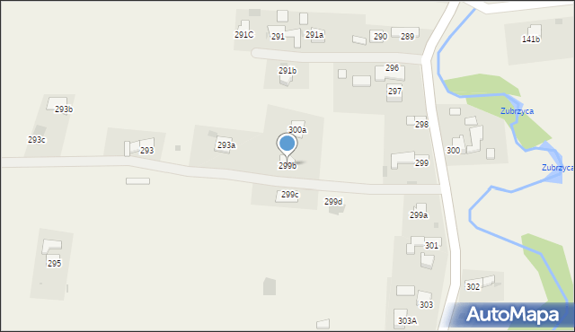 Zubrzyca Górna, Zubrzyca Górna, 299b, mapa Zubrzyca Górna