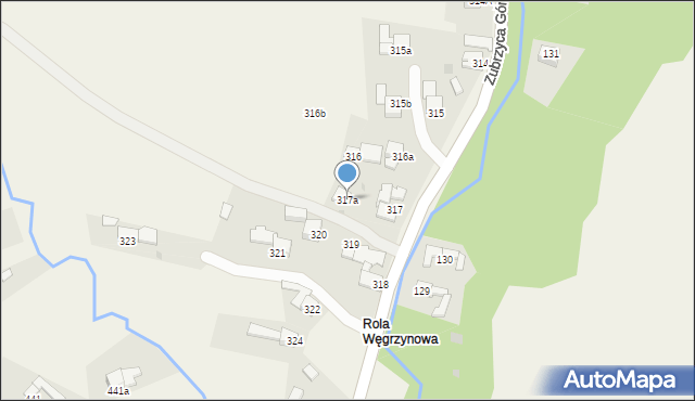 Zubrzyca Górna, Zubrzyca Górna, 317a, mapa Zubrzyca Górna