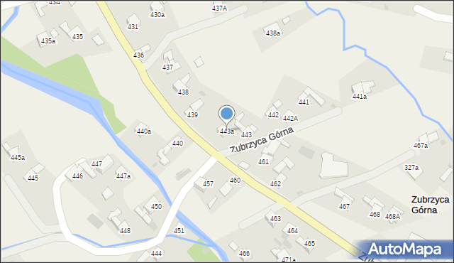 Zubrzyca Górna, Zubrzyca Górna, 443a, mapa Zubrzyca Górna