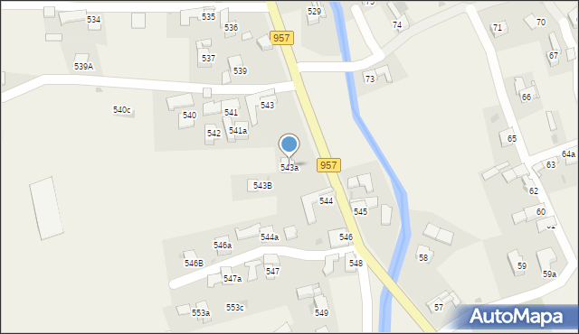 Zubrzyca Górna, Zubrzyca Górna, 543a, mapa Zubrzyca Górna