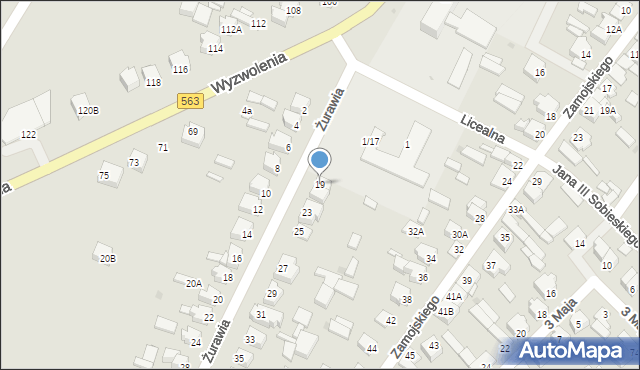 Żuromin, Żurawia, 19, mapa Żuromin