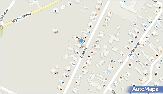 Żuromin, Żurawia, 22, mapa Żuromin