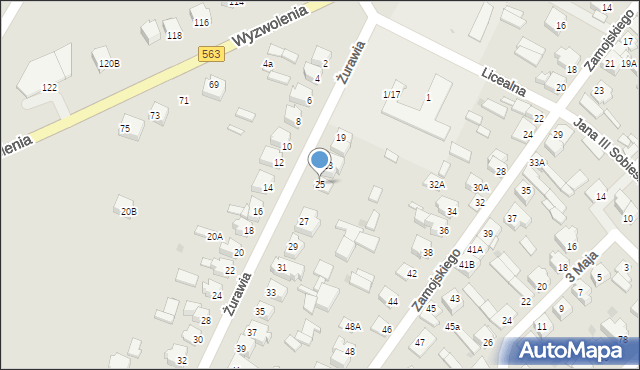 Żuromin, Żurawia, 25, mapa Żuromin