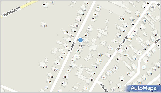 Żuromin, Żurawia, 33, mapa Żuromin