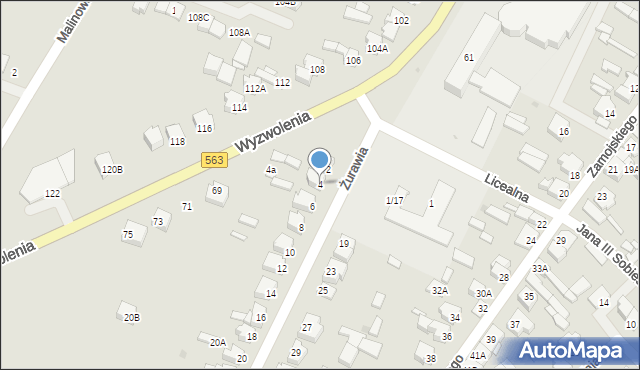 Żuromin, Żurawia, 4, mapa Żuromin