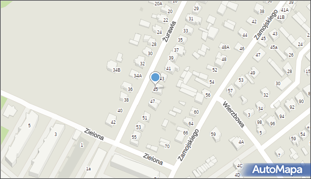 Żuromin, Żurawia, 45, mapa Żuromin