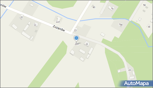 Zuzanów, Zuzanów, 22A, mapa Zuzanów