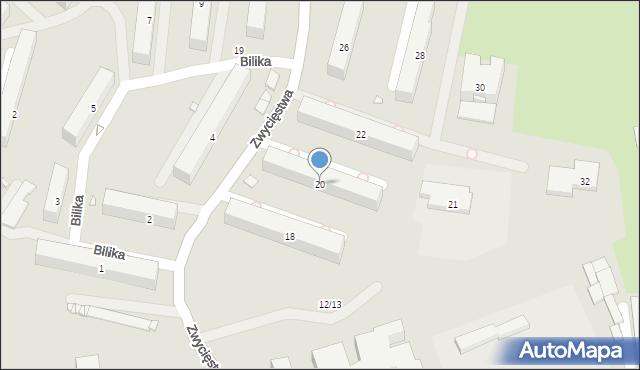 Będzin, Zwycięstwa, 20, mapa Będzin