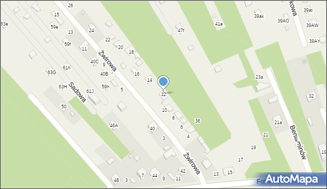 Beniaminów, Żwirowa, 12, mapa Beniaminów