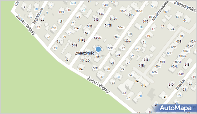 Białystok, Zwierzyniecka, 56C, mapa Białegostoku