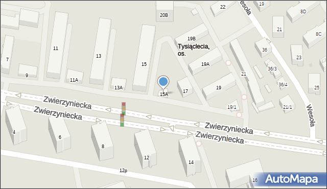 Białystok, Zwierzyniecka, 15A, mapa Białegostoku