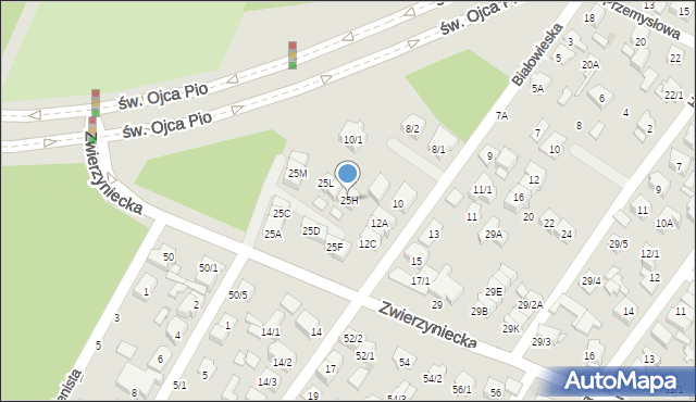 Białystok, Zwierzyniecka, 25H, mapa Białegostoku