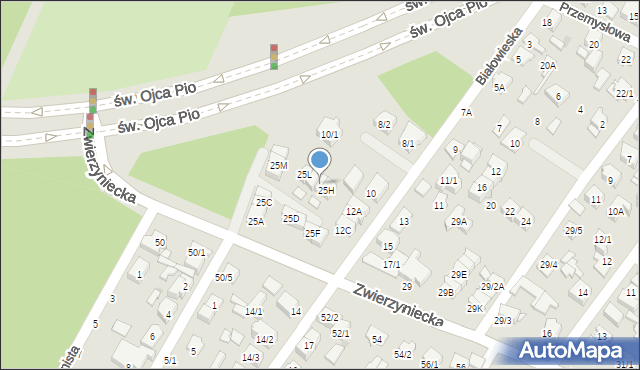 Białystok, Zwierzyniecka, 25I, mapa Białegostoku