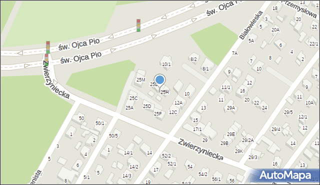Białystok, Zwierzyniecka, 25J, mapa Białegostoku
