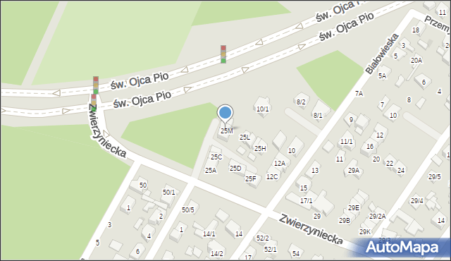Białystok, Zwierzyniecka, 25M, mapa Białegostoku