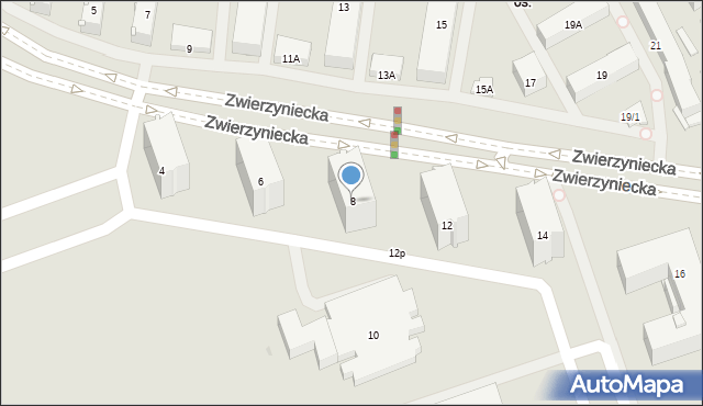 Białystok, Zwierzyniecka, 8, mapa Białegostoku