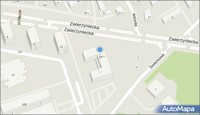 Białystok, Zwierzyniecka, 16, mapa Białegostoku