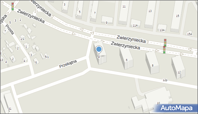 Białystok, Zwierzyniecka, 4, mapa Białegostoku