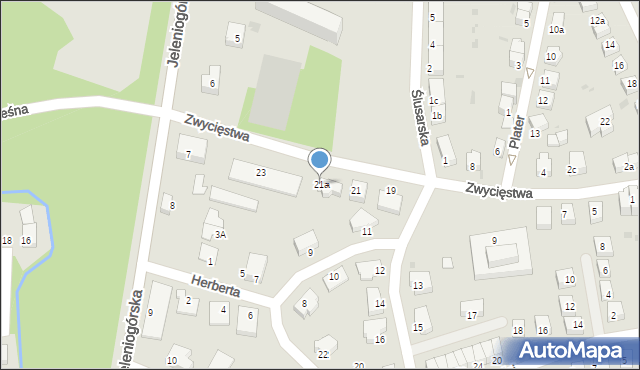 Bolesławiec, Zwycięstwa, 21a, mapa Bolesławca