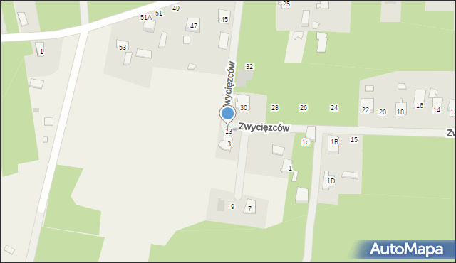 Celestynów, Zwycięzców, 13, mapa Celestynów