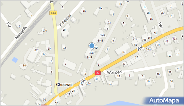 Chociwel, Zwycięzców, 3/4E, mapa Chociwel