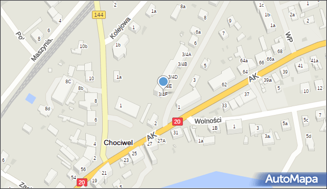 Chociwel, Zwycięzców, 3/4F, mapa Chociwel