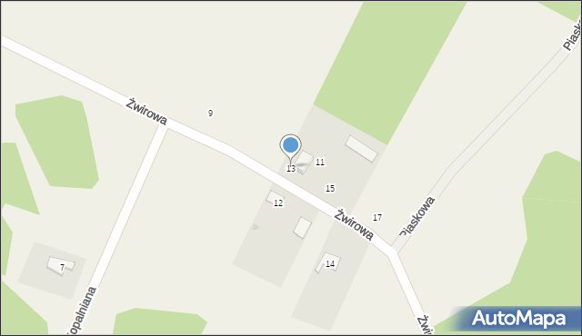 Chwaszczyno, Żwirowa, 13, mapa Chwaszczyno