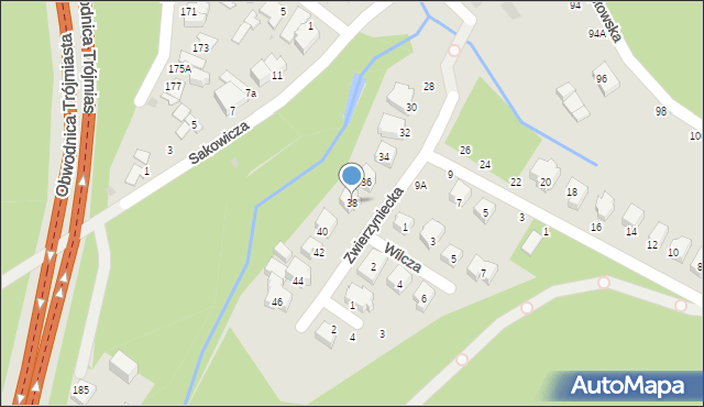 Gdynia, Zwierzyniecka, 38, mapa Gdyni