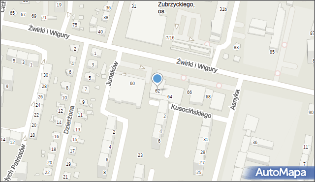 Gliwice, Żwirki i Wigury, 62, mapa Gliwic