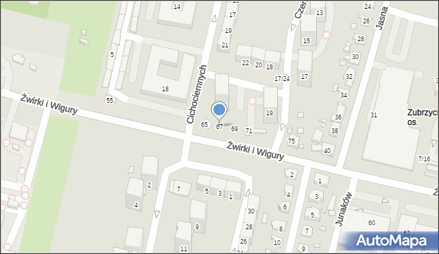 Gliwice, Żwirki i Wigury, 67, mapa Gliwic