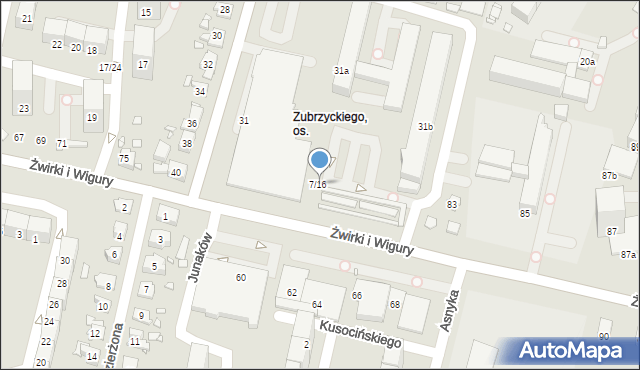 Gliwice, Żwirki i Wigury, 7/16, mapa Gliwic