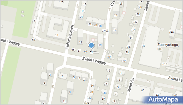 Gliwice, Żwirki i Wigury, 71, mapa Gliwic