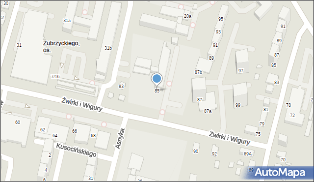 Gliwice, Żwirki i Wigury, 85, mapa Gliwic