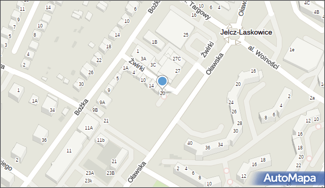 Jelcz-Laskowice, Żwirki Franciszka, kpt. pil., 20, mapa Jelcz-Laskowice