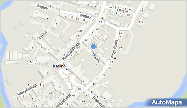 Karlino, Żwirki Franciszka, kpt. pil., 5, mapa Karlino