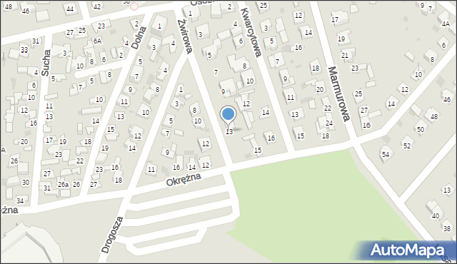 Kielce, Żwirowa, 13, mapa Kielc