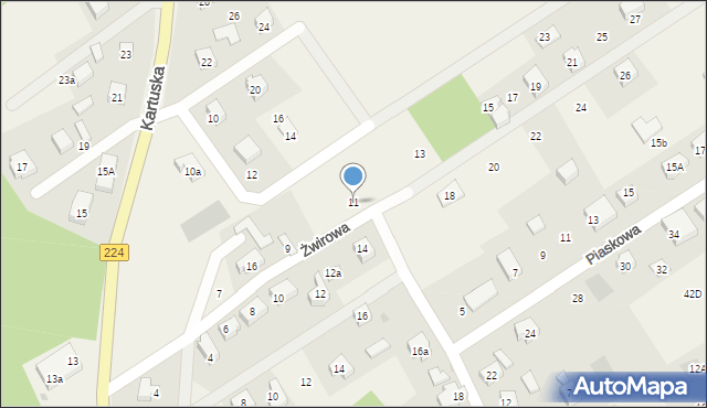 Kiełpino, Żwirowa, 11, mapa Kiełpino